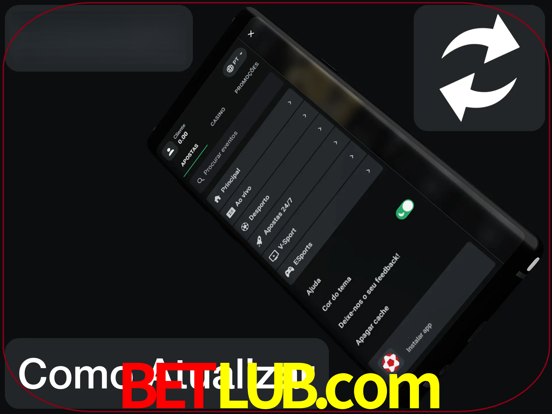 O aplicativo é atualizado automaticamente quando você faz o login.