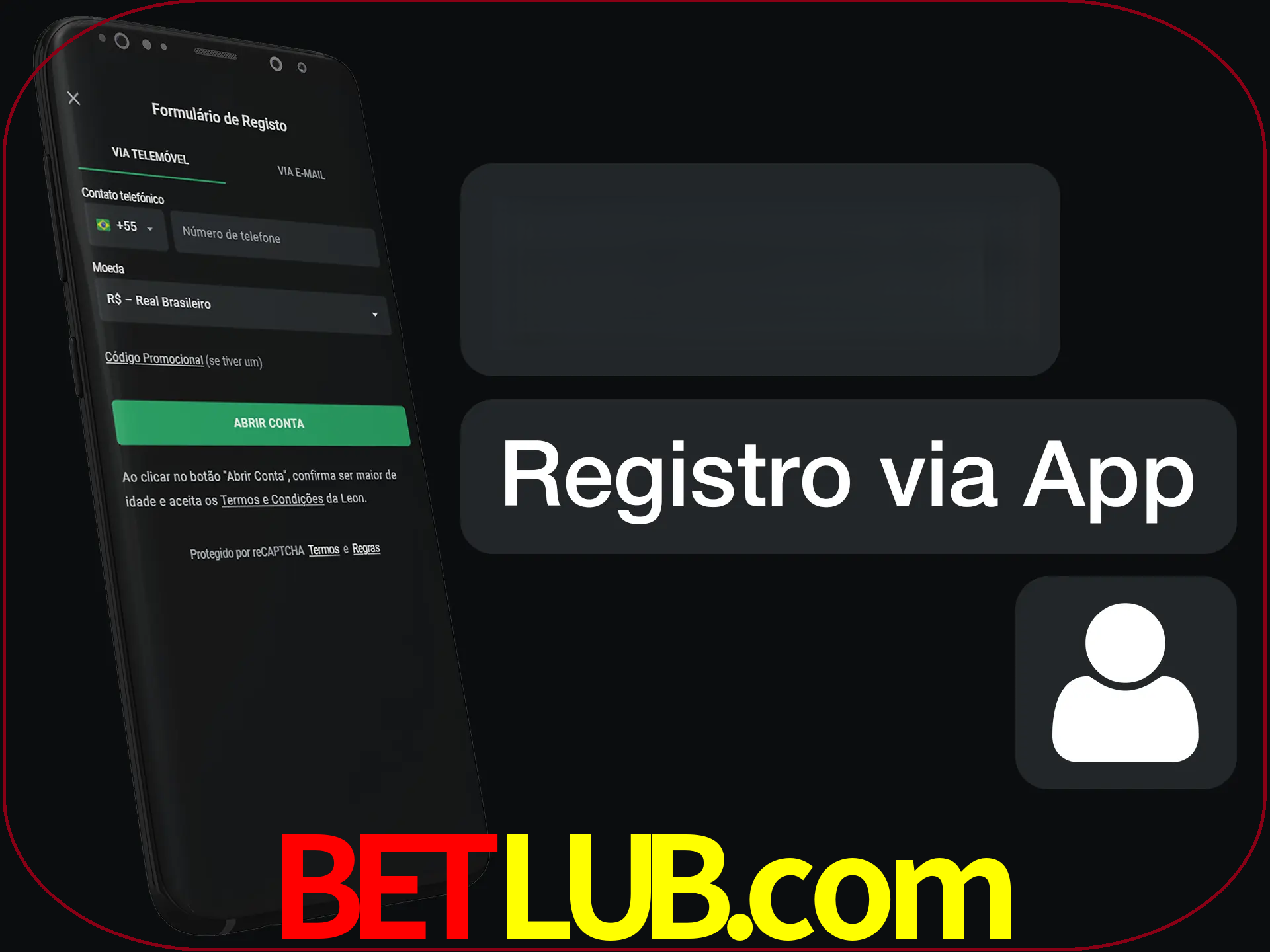 Registre-se com duas etapas usando o aplicativo.